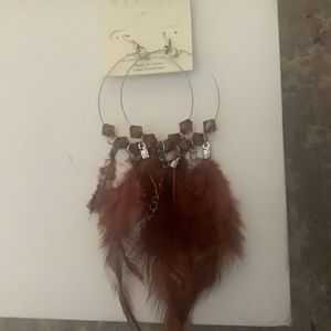 NWT Feather Hoop Earrings with crystals Marisol Brand